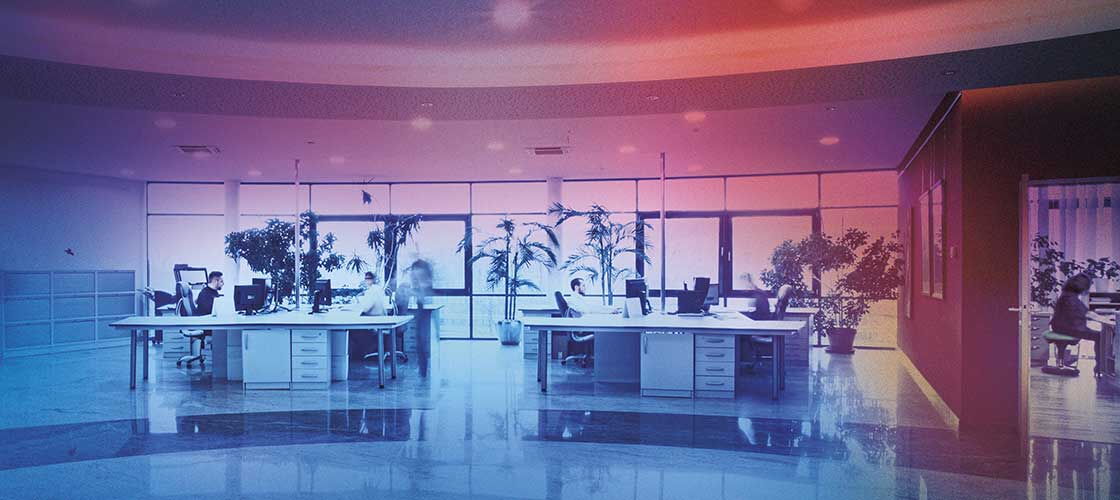 Alles aus einer Hand | wograndl.com Hintergrundbild zeigt einen Blick auf ein Büro | wograndl.com